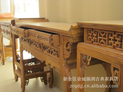 批發(fā)紅木家具/仿古實(shí)木家具/非洲黃花梨彎腳神臺3件套